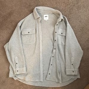 Aerie gray lumberjane waffle button up